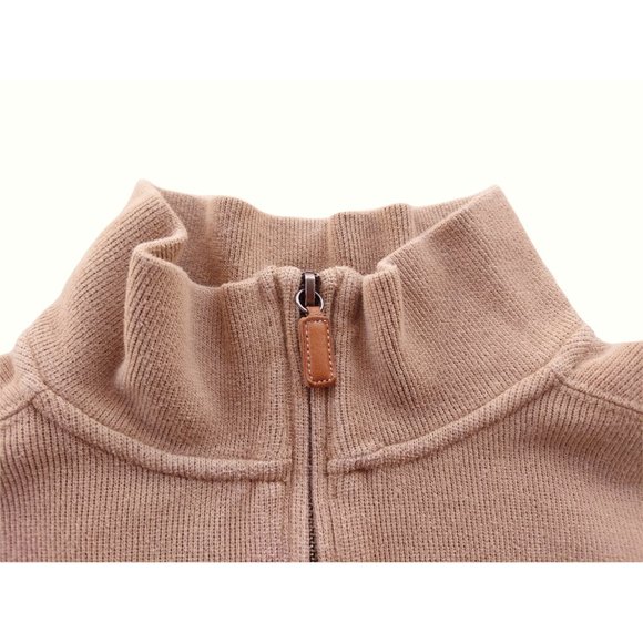 POLO RALPH LAUREN Men's Tan Estate Ribbed Quarter Zip Pullover Size Large - Picture 7 of 9